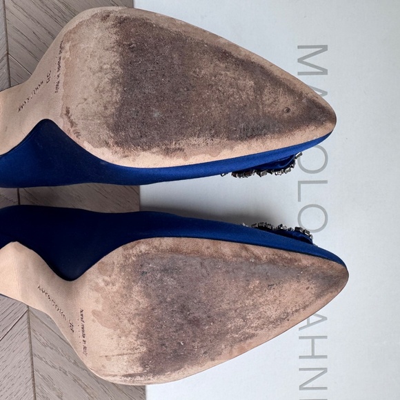 Manolo Blahnik Hangisi Blue 90mm size 38 - Picture 6 of 7